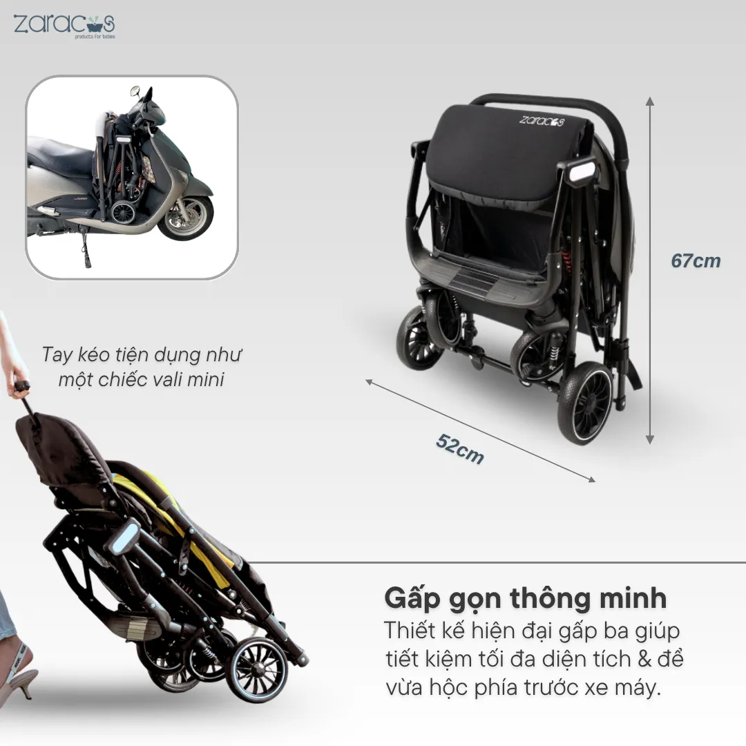 Xe Đẩy Trẻ Em Gấp Gọn Zaracos Evian 2996 78 gấp gọn